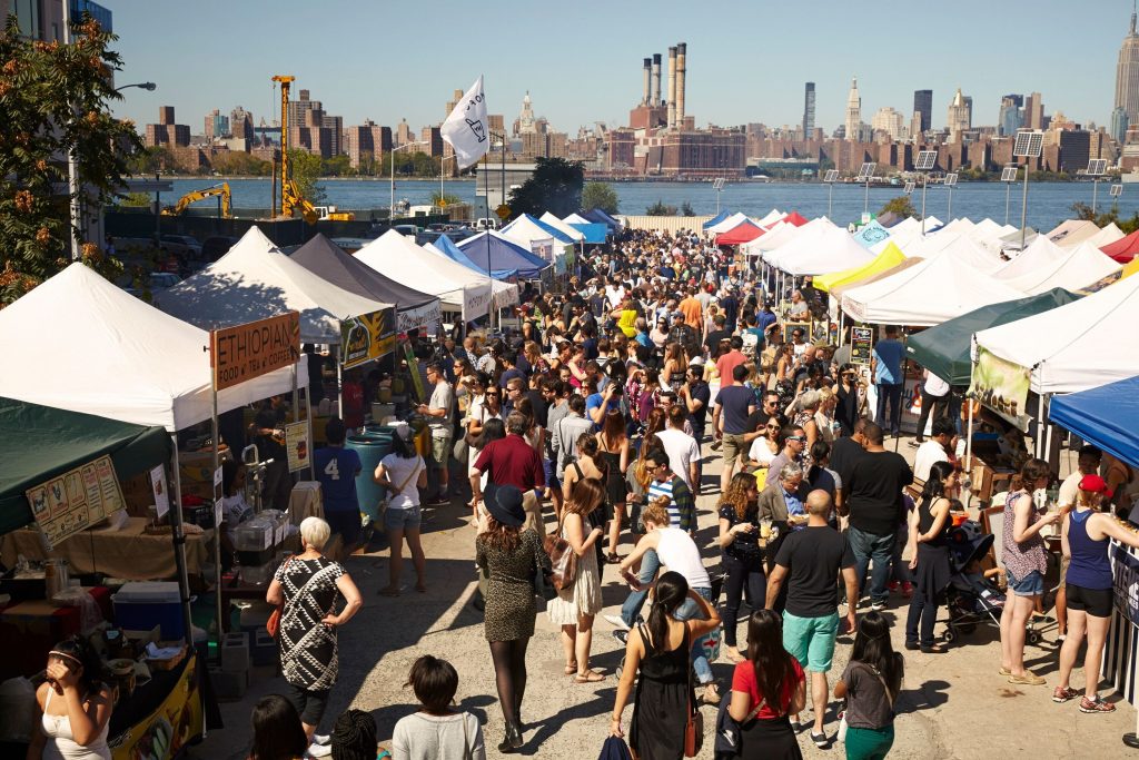 Smorgasburg is an outdoor food market that features amiably cheap but delicious snacks. Photo courtesy of TimeOut.